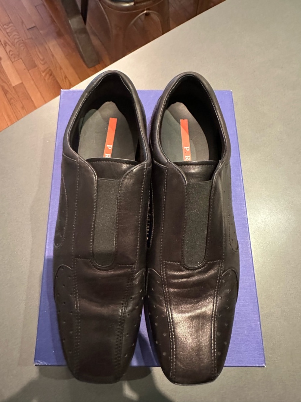 Prada Black Leather Slip-On Loafers